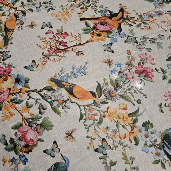 Botanical Printed Scarf With Roses Butterflies & Birds - Picture 8 of 16